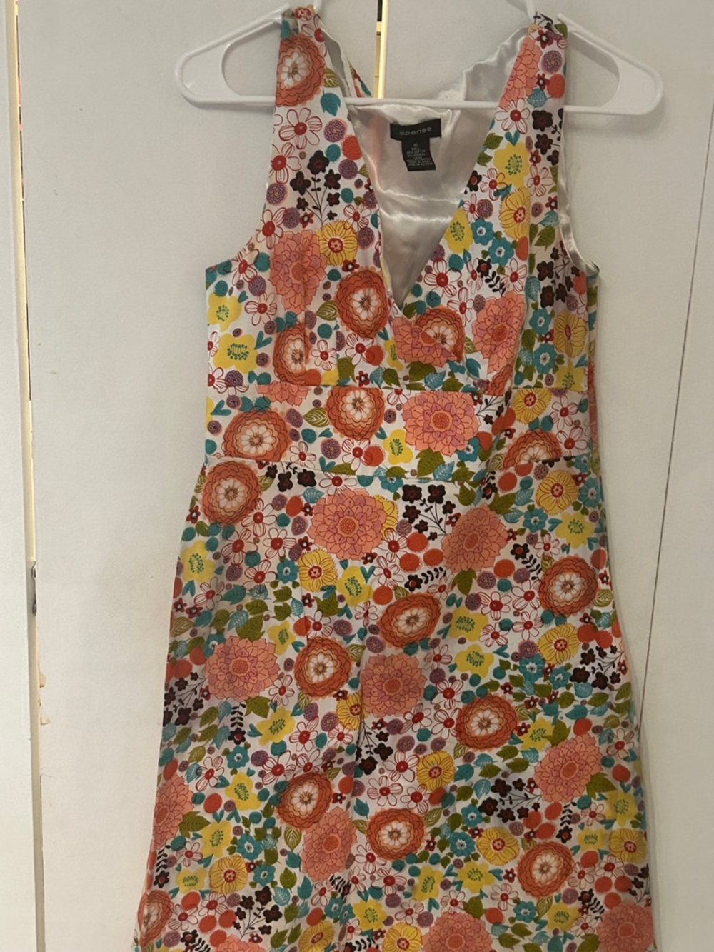 Spense Multi-Color Floral V-Neck Midi Dress
